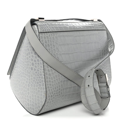 Givenchy Calfskin Crocodile Embossed Medium Pandora Box Crossbody Bag Grey 3 of 15