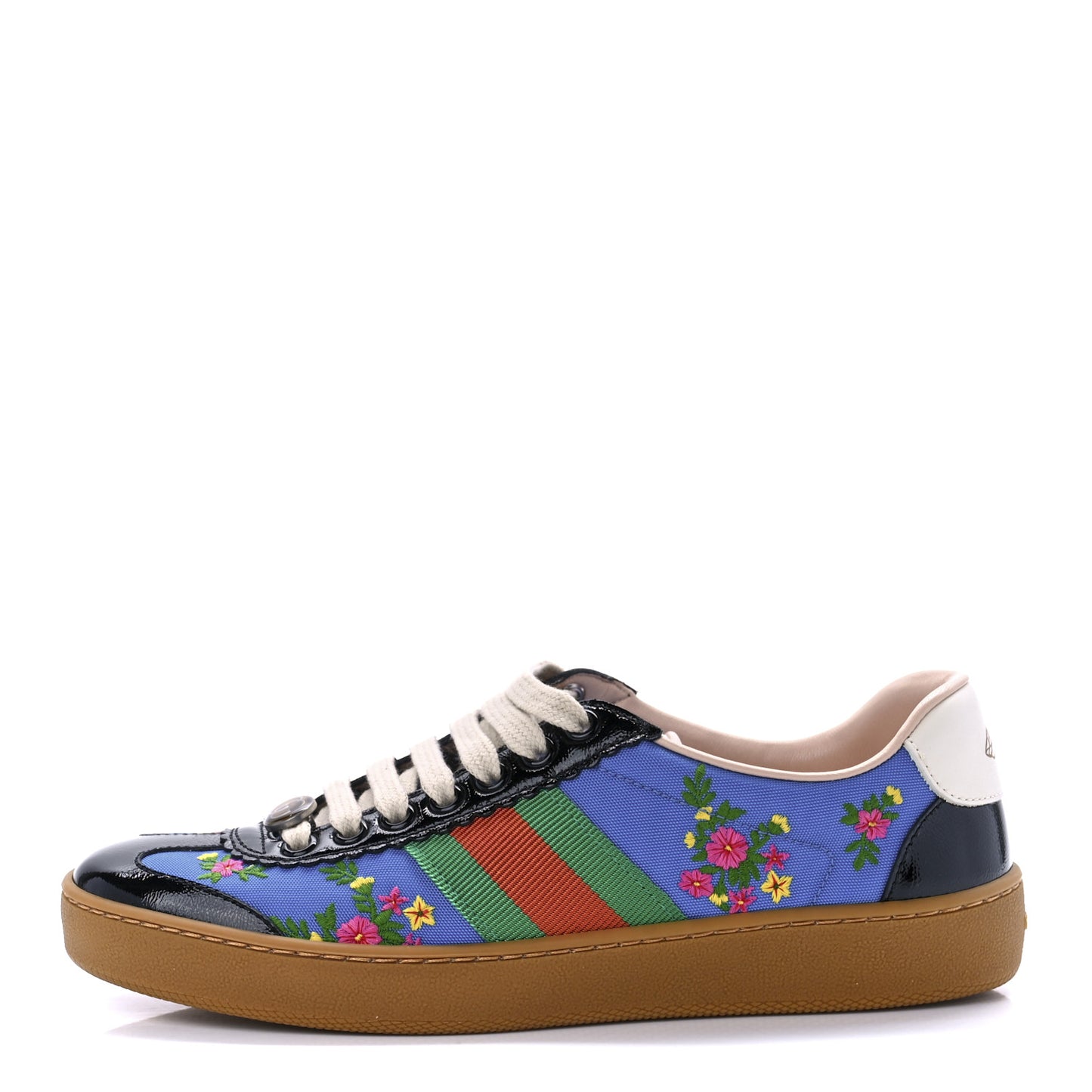 Nylon Suede Web Floral Womens G74 Sneakers 36 Black Bright Splash