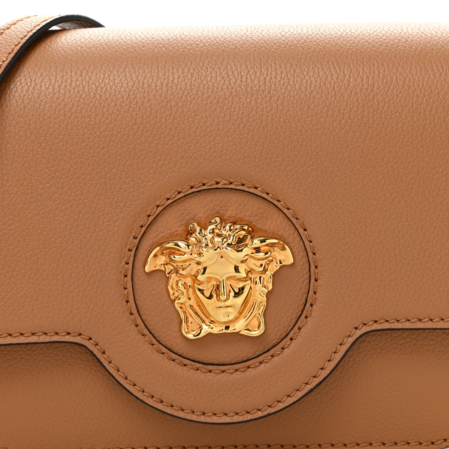 Versace Grained Calfskin La Medusa Flap Shoulder Bag Brown 7 of 11