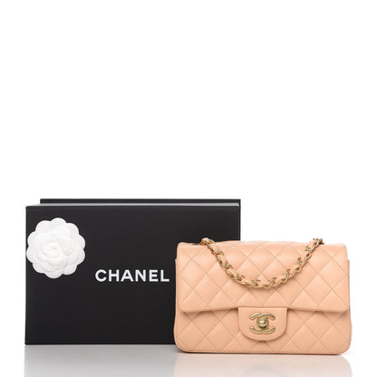 Chanel Lambskin Quilted Mini Rectangular Flap Beige 12 of 12