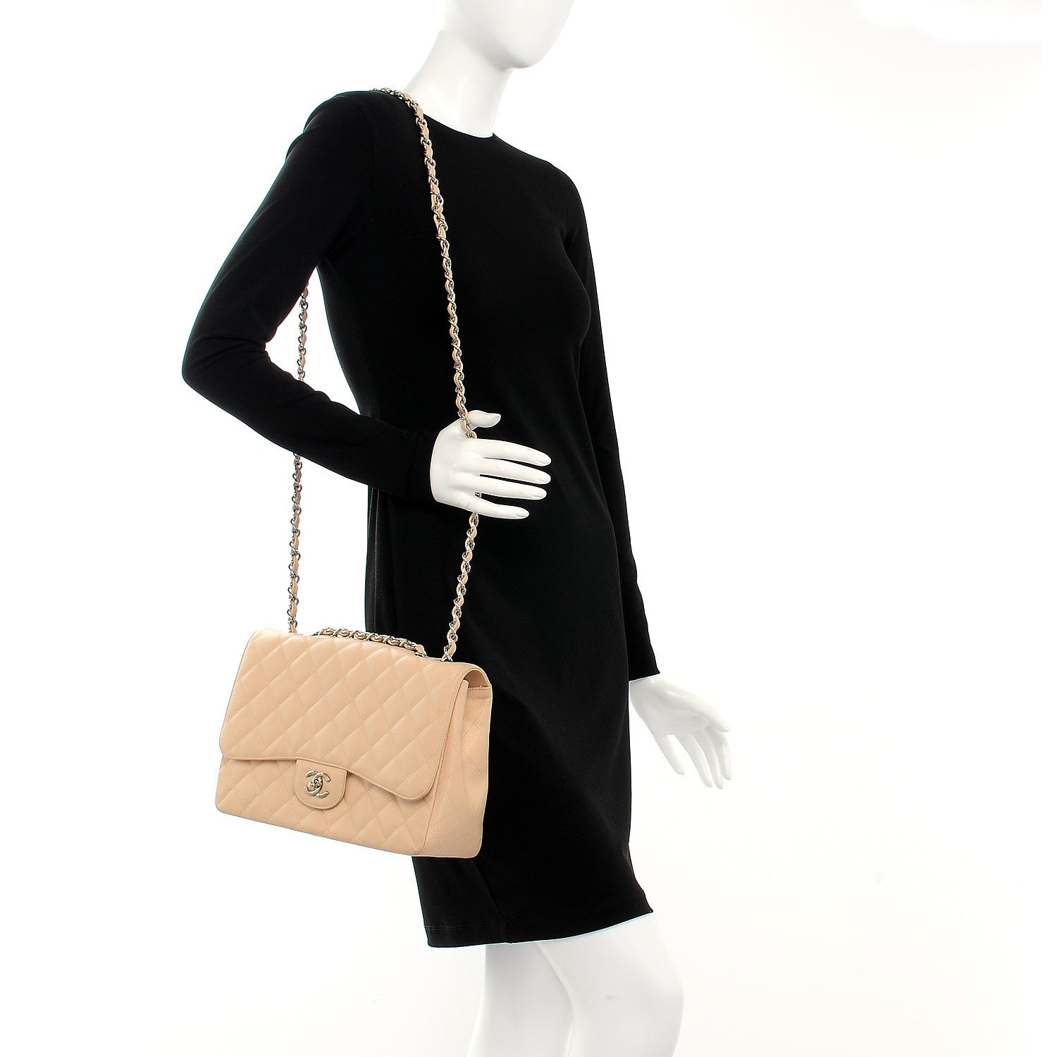 Chanel Caviar Quilted Jumbo Single Flap Beige Clair 2 of 11