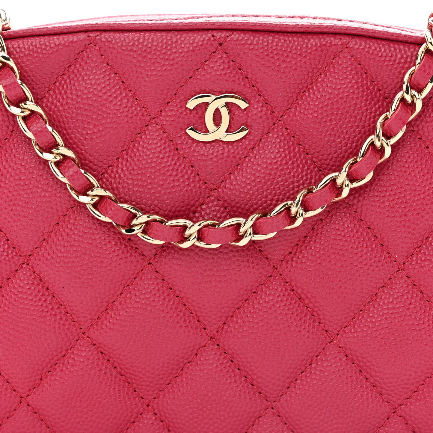 Caviar Quilted Camera Case Dark Pink