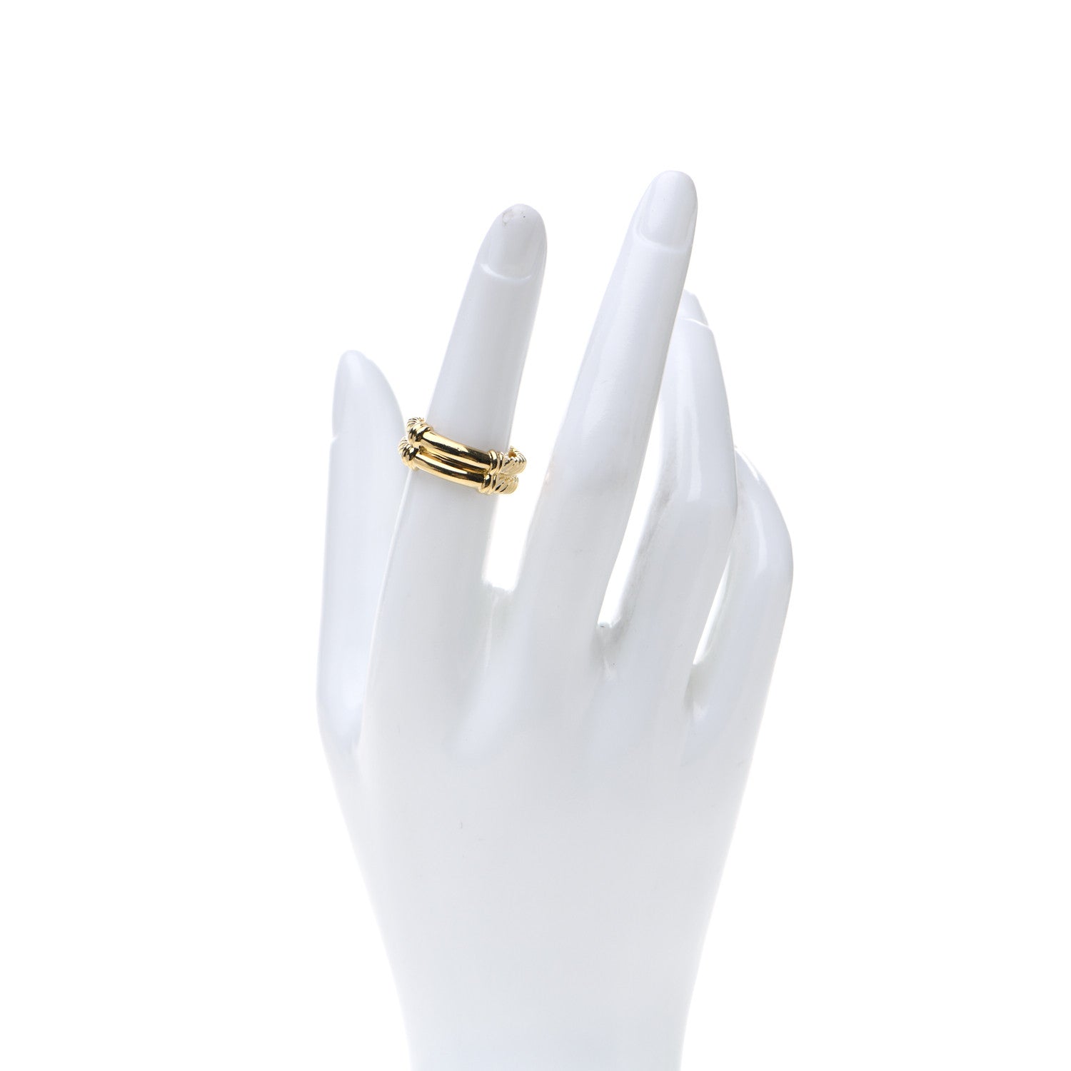 David Yurman 18K Yellow Gold Double Cable Band Ring 53 6.25 2 of 5