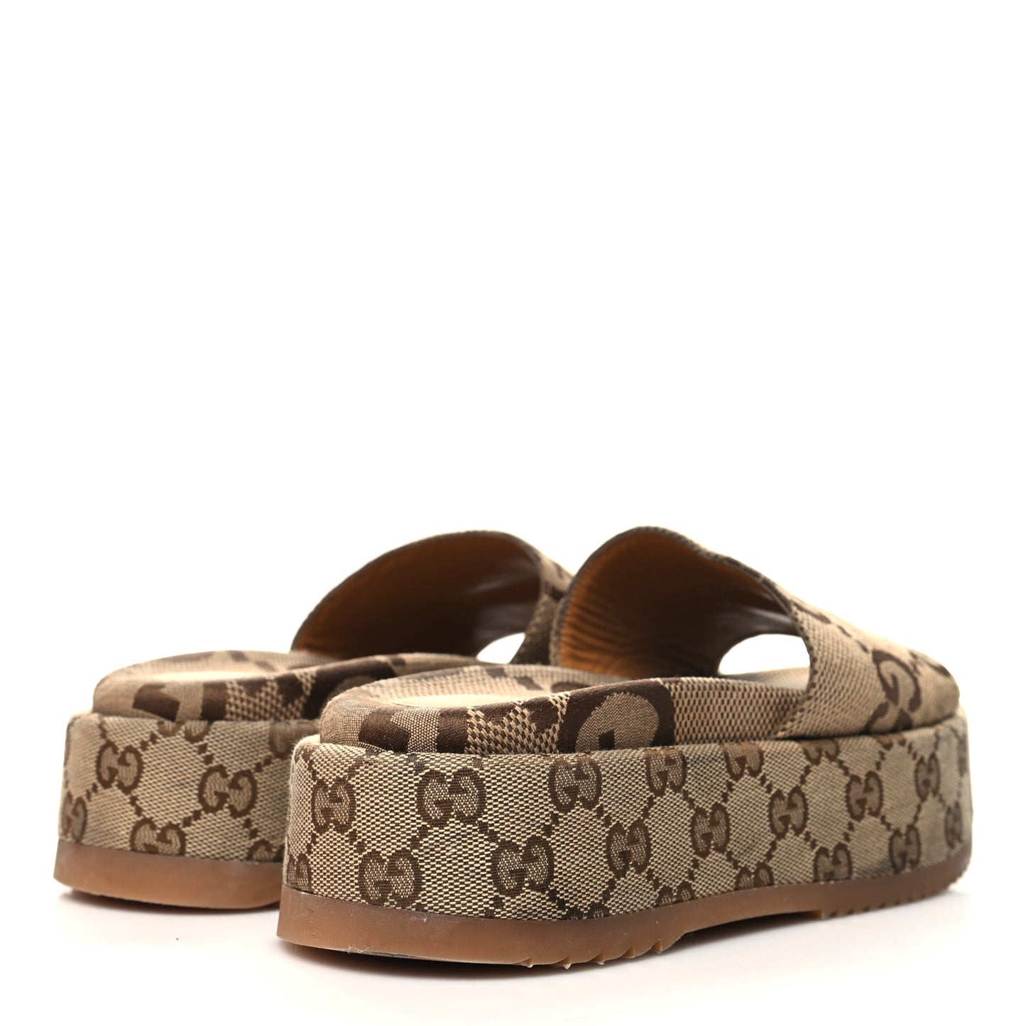 Monogram Maxi GG Angelina Platform 55mm Slide Sandals 36 Camel Ebony
