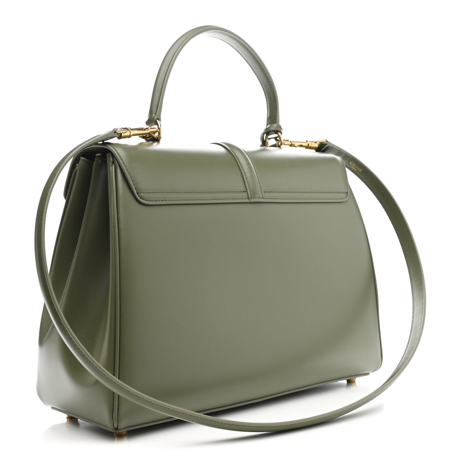 Celine Satinated Calfskin Medium 16 Top Handle Bag Sage 3 of 13