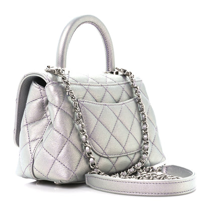 Chanel Iridescent Caviar Quilted Extra Mini Coco Handle Flap Purple 3 of 11