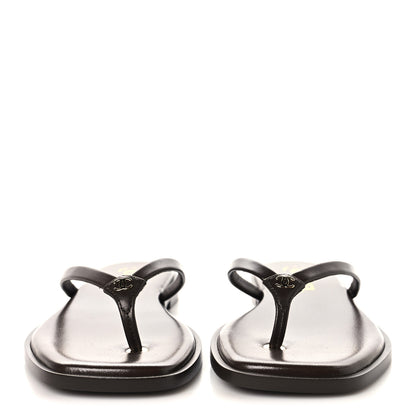 Chanel Goatskin CC Times Square Thong Sandals  37.5 Brown 3 of 9