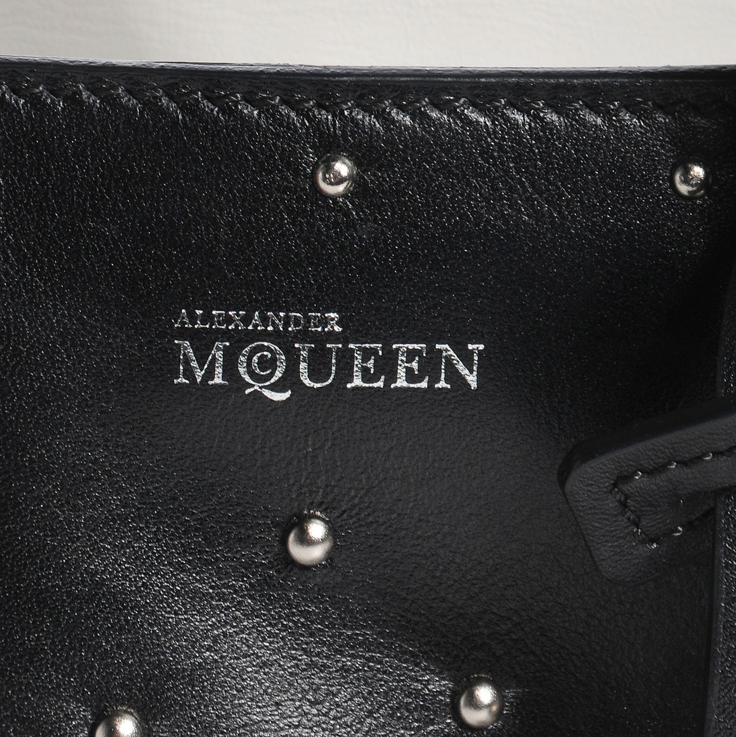 Calfskin Studded Mini Padlock Tote Black White
