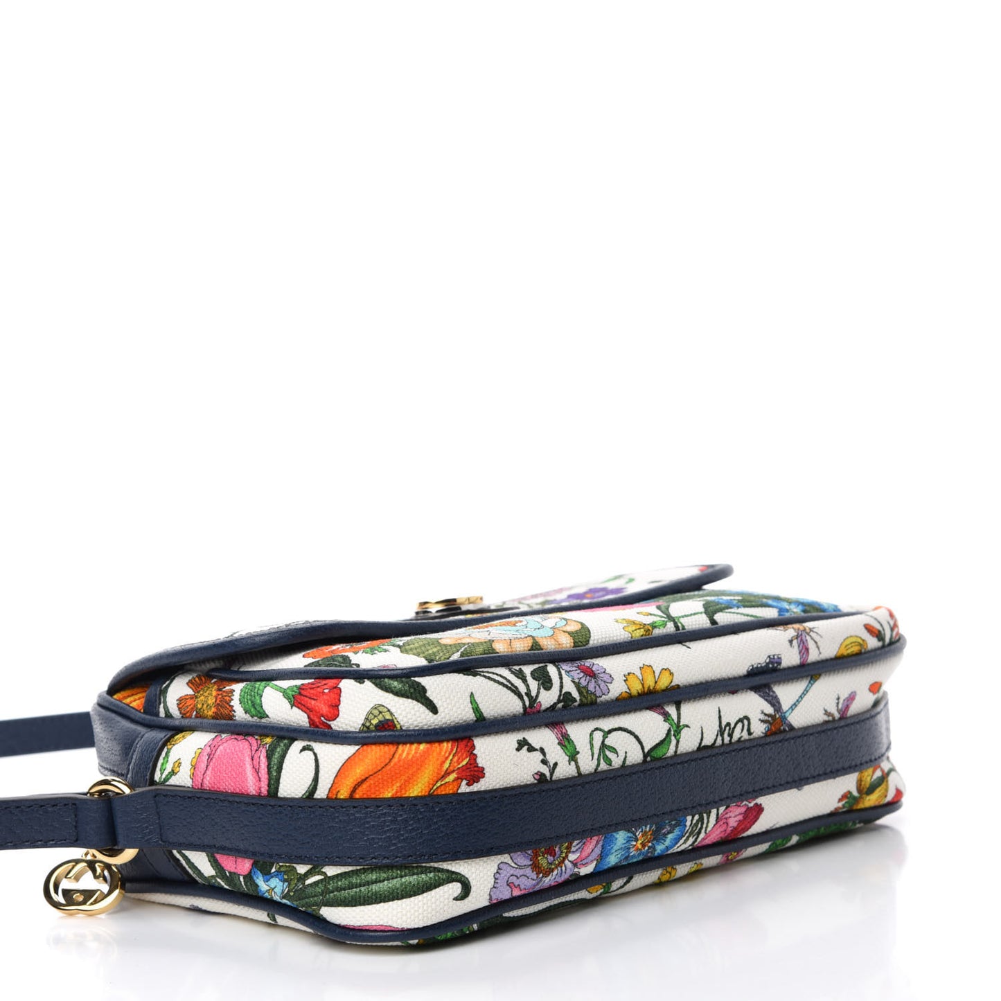 Canvas Flora Floral Shoulder Bag White Blue Agata Mulitcolor