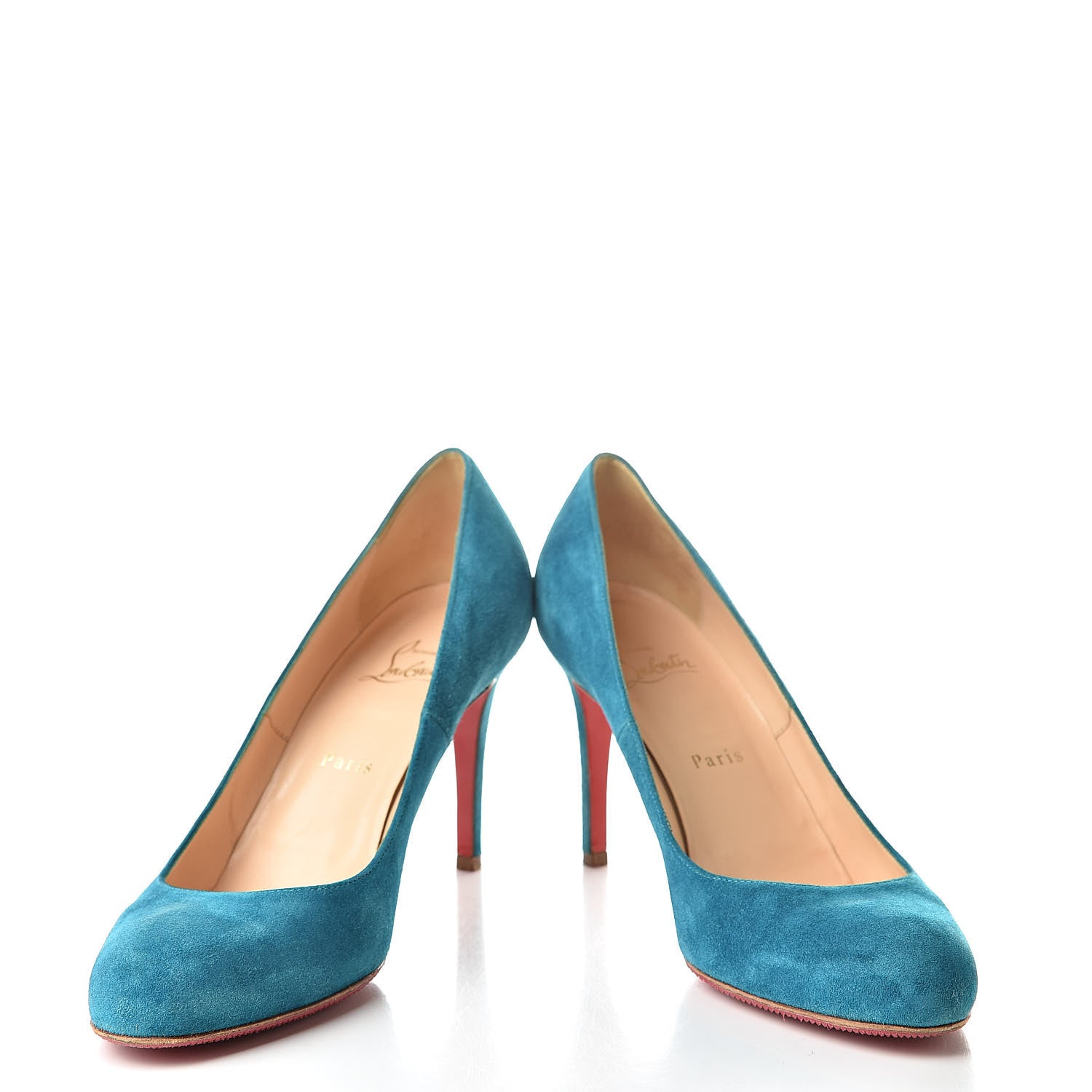 Christian Louboutin Suede Ron Ron 100 Pumps 40.5 Turquoise 5 of 13