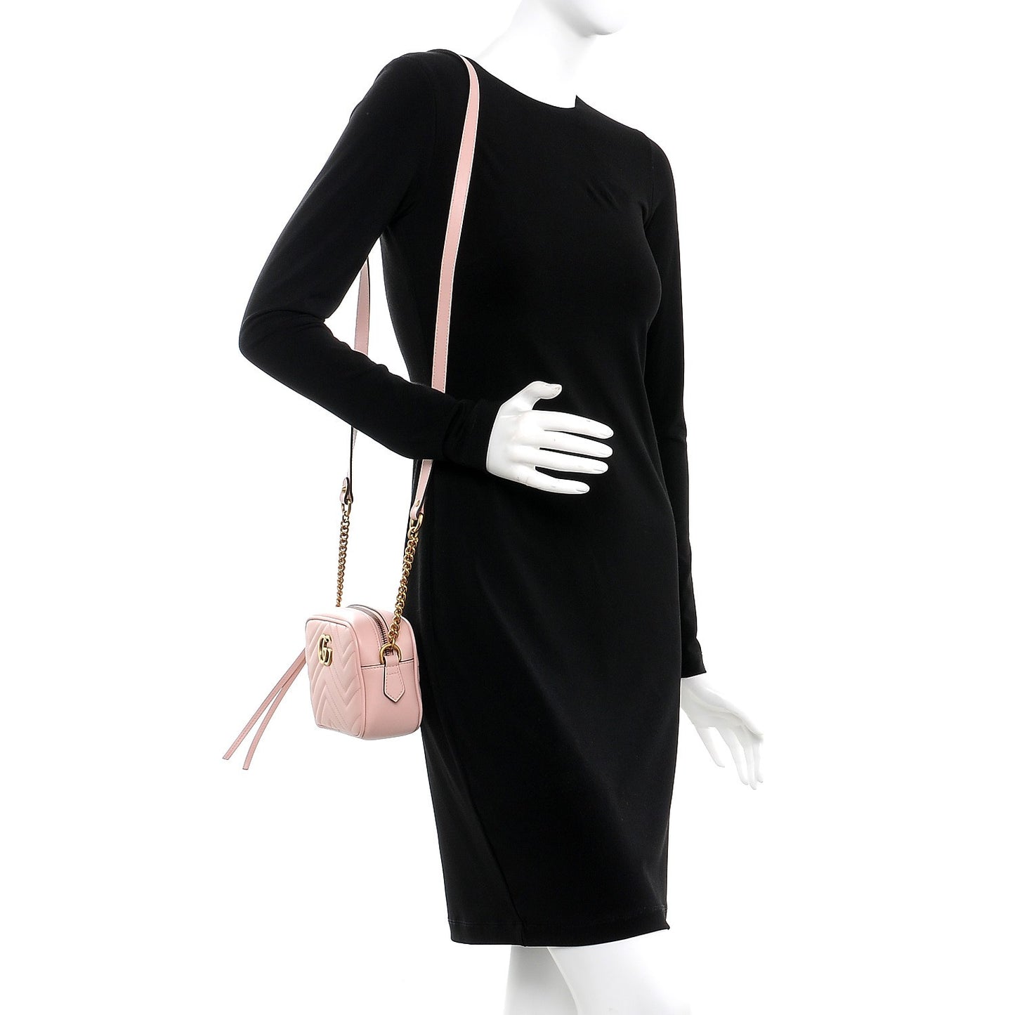 Calfskin Matelasse Mini GG Marmont Chain Shoulder Bag Perfect Pink