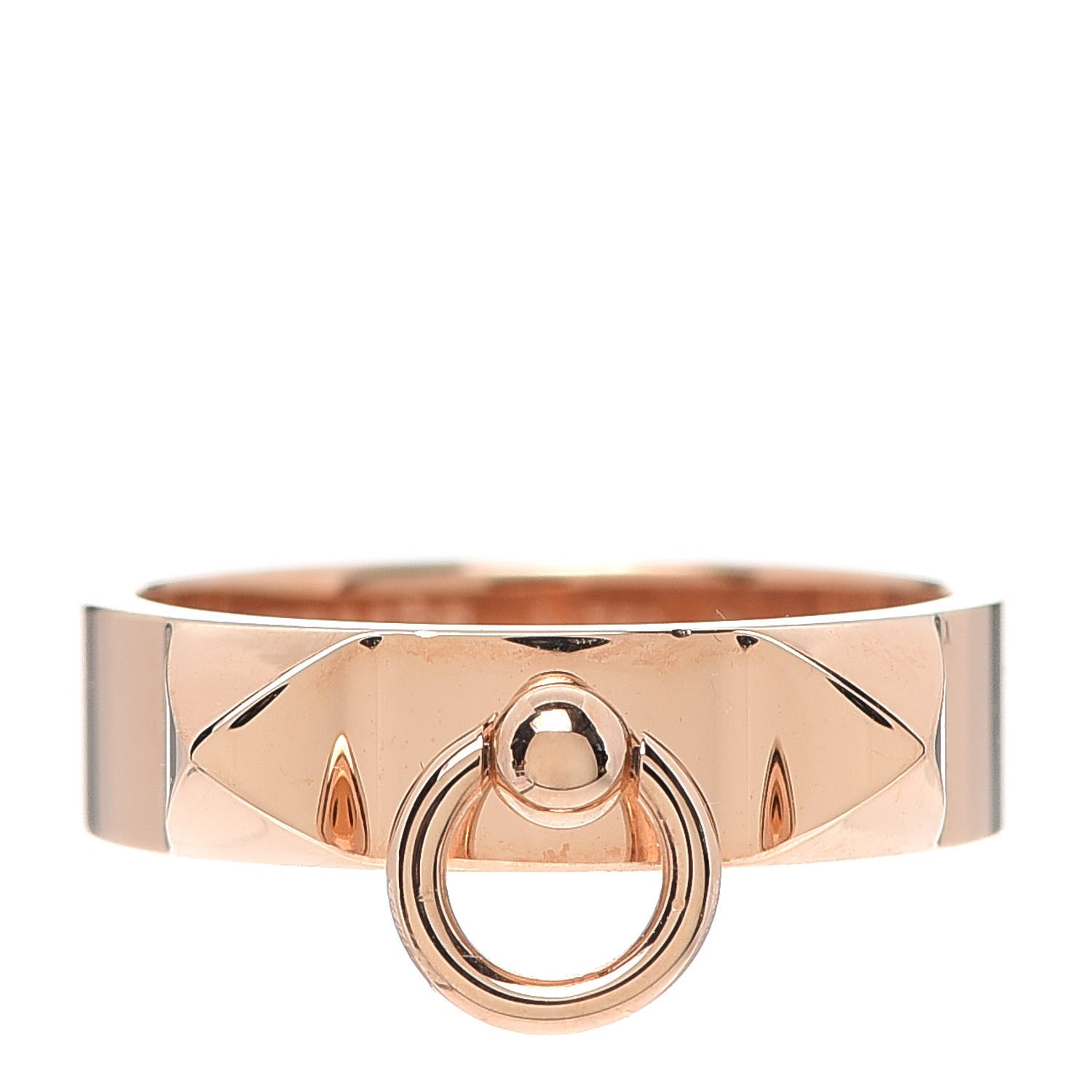 Hermes 18K Rose Gold PM Collier De Chien Ring 53 6.25 1 of 5