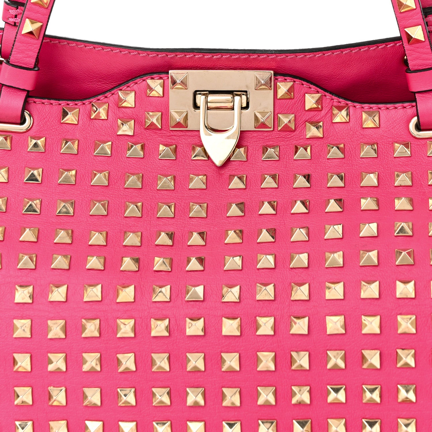 Valentino Garavani Vitello Medium Rockstud All Over Tote Pop Fuxia 9 of 18