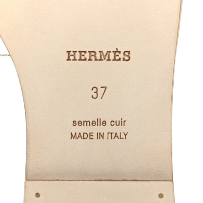 Hermes Box Calfskin Oran Sandals 37 White 6 of 8