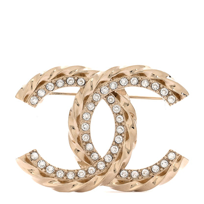 Chanel Metal Crystal CC Brooch Gold 1 of 4