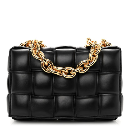 Bottega Veneta Lambskin Maxi Intreccio Padded Chain Cassette Crossbody Bag Black 1 of 9