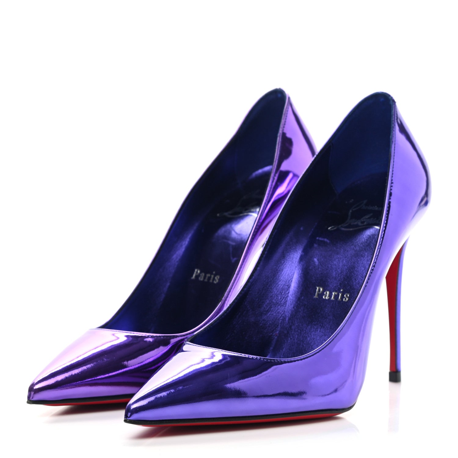Christian Louboutin Metallic Patent Psychic Kate 100 Pumps 35 Elektra 3 of 8