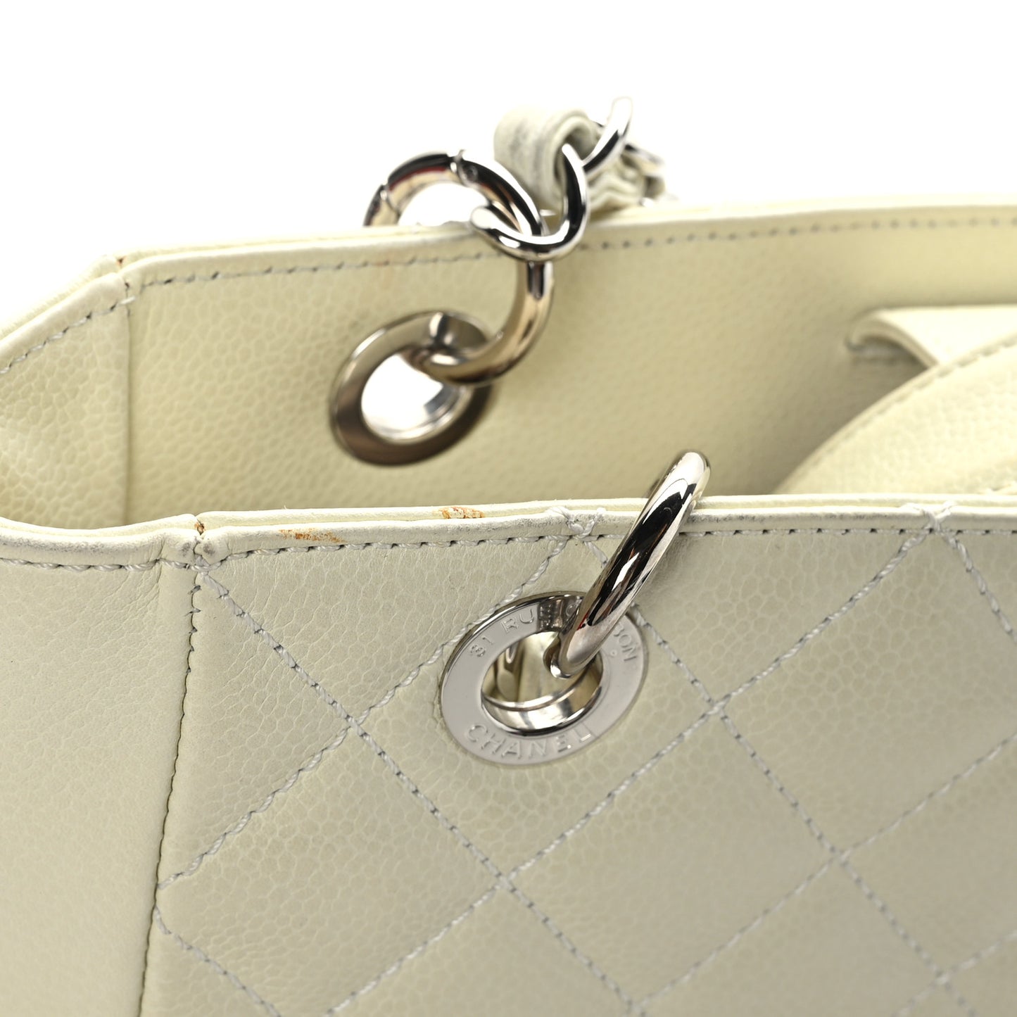 Caviar Quilted Petit Shopping Tote PST Light Beige