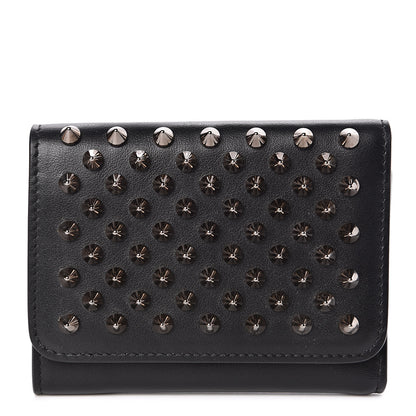 Christian Louboutin Calfskin Spiked Macaron Mini Spiked Wallet Black 1 of 8