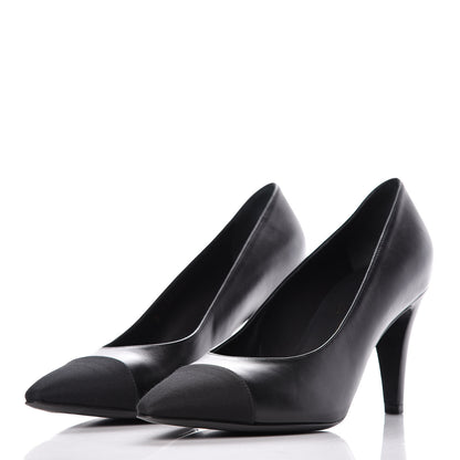 Chanel Lambskin Grosgrain Cap Toe Pumps 38 Black 3 of 10