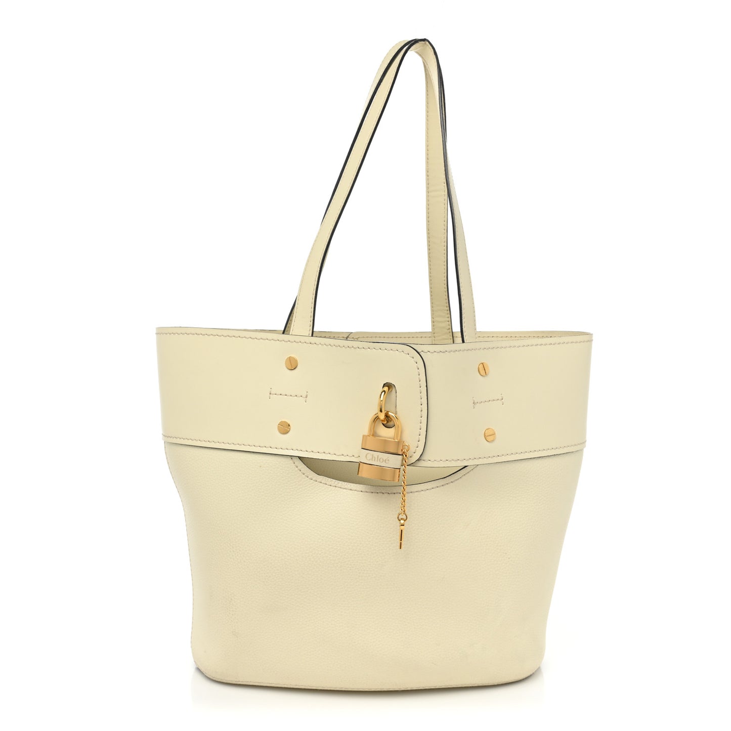 Smooth Grained Calfskin Small Aby Tote White