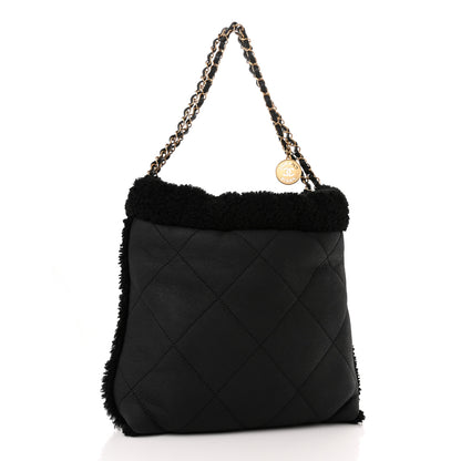 Chanel Shearling Aged Lambskin Quilted Small Chanel 22 Black 4 of 11