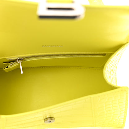 Balenciaga Shiny Calfskin Crocodile Embossed Small Hourglass Top Handle Bag Light Yellow 5 of 7
