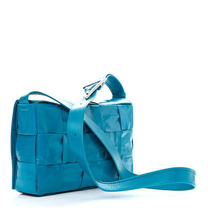 Bottega Veneta Paper Calfskin Maxi Intreccio Cassette Crossbody Bag Blue 3 of 9