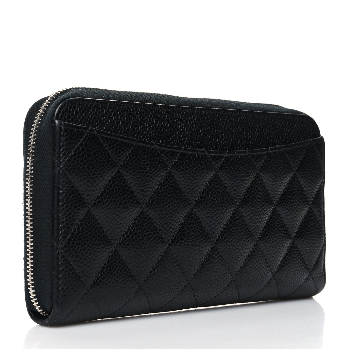 Caviar Quilted Large Gusset Zip Around Wallet Black