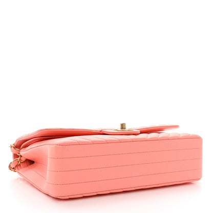 Chanel Lambskin Chevron Quilted Medium Double Flap Coral 4 of 10