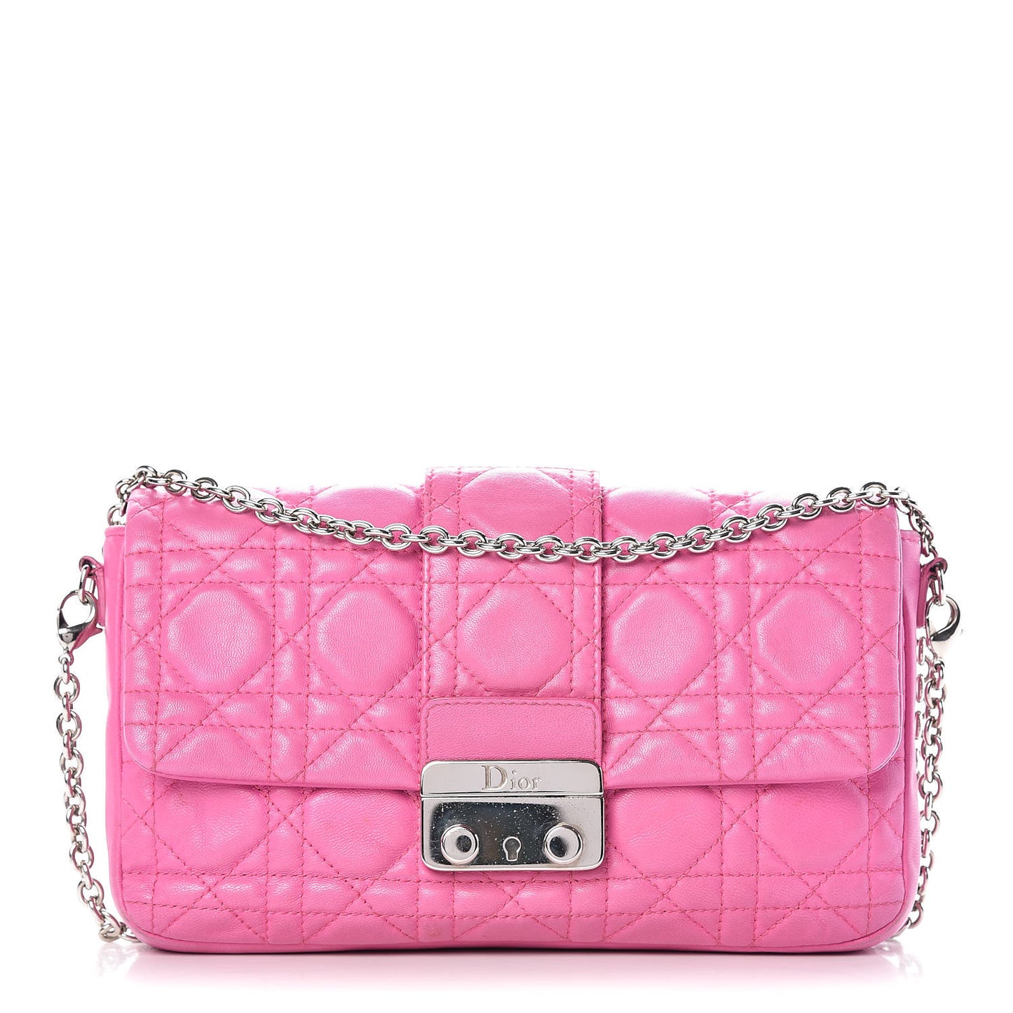 Lambskin Cannage New Lock Pouch Rose Sorbet