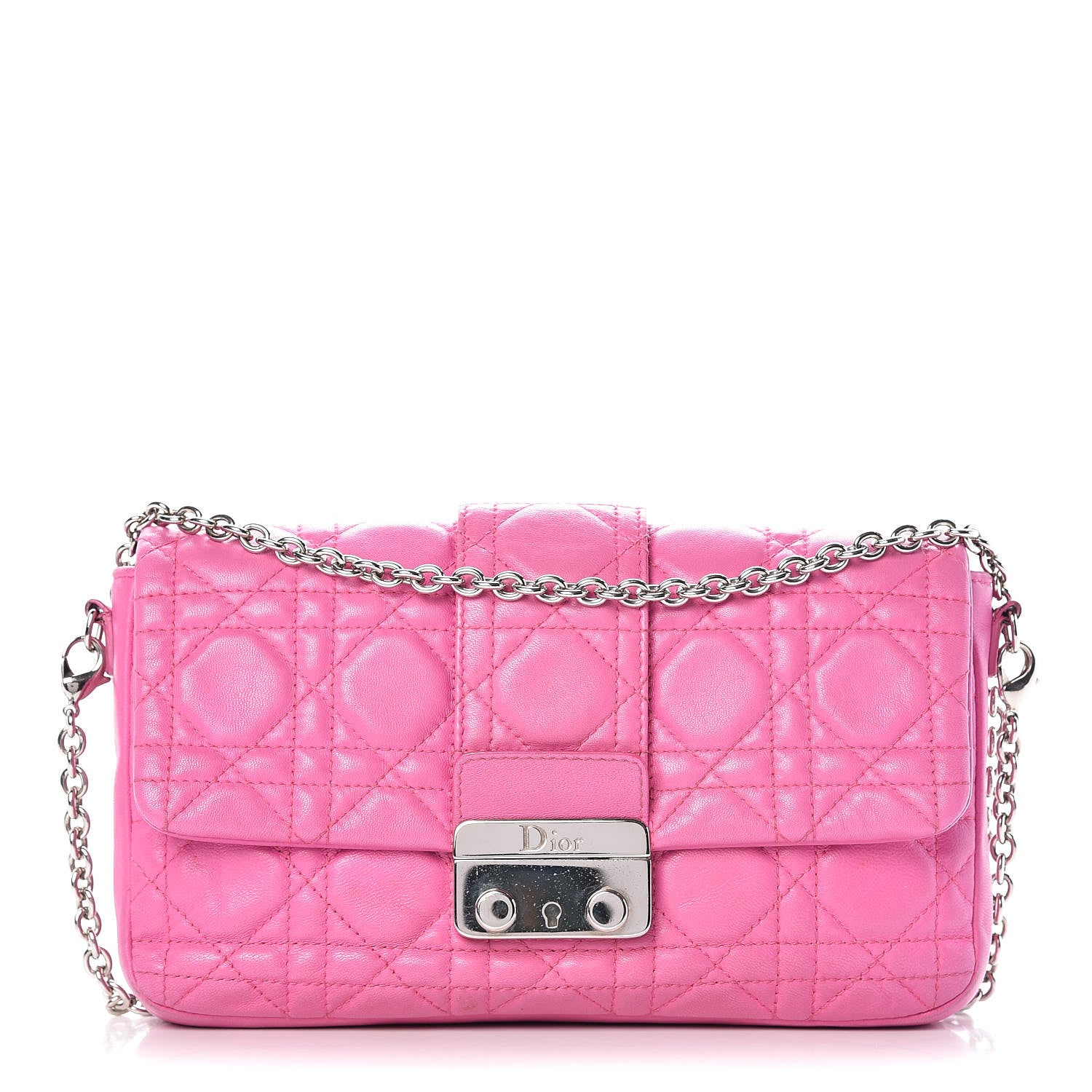 Christian Dior Lambskin Cannage New Lock Pouch Rose Sorbet 1 of 15