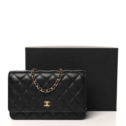 Chanel Lambskin Quilted Wallet On Chain WOC Black 12 of 12