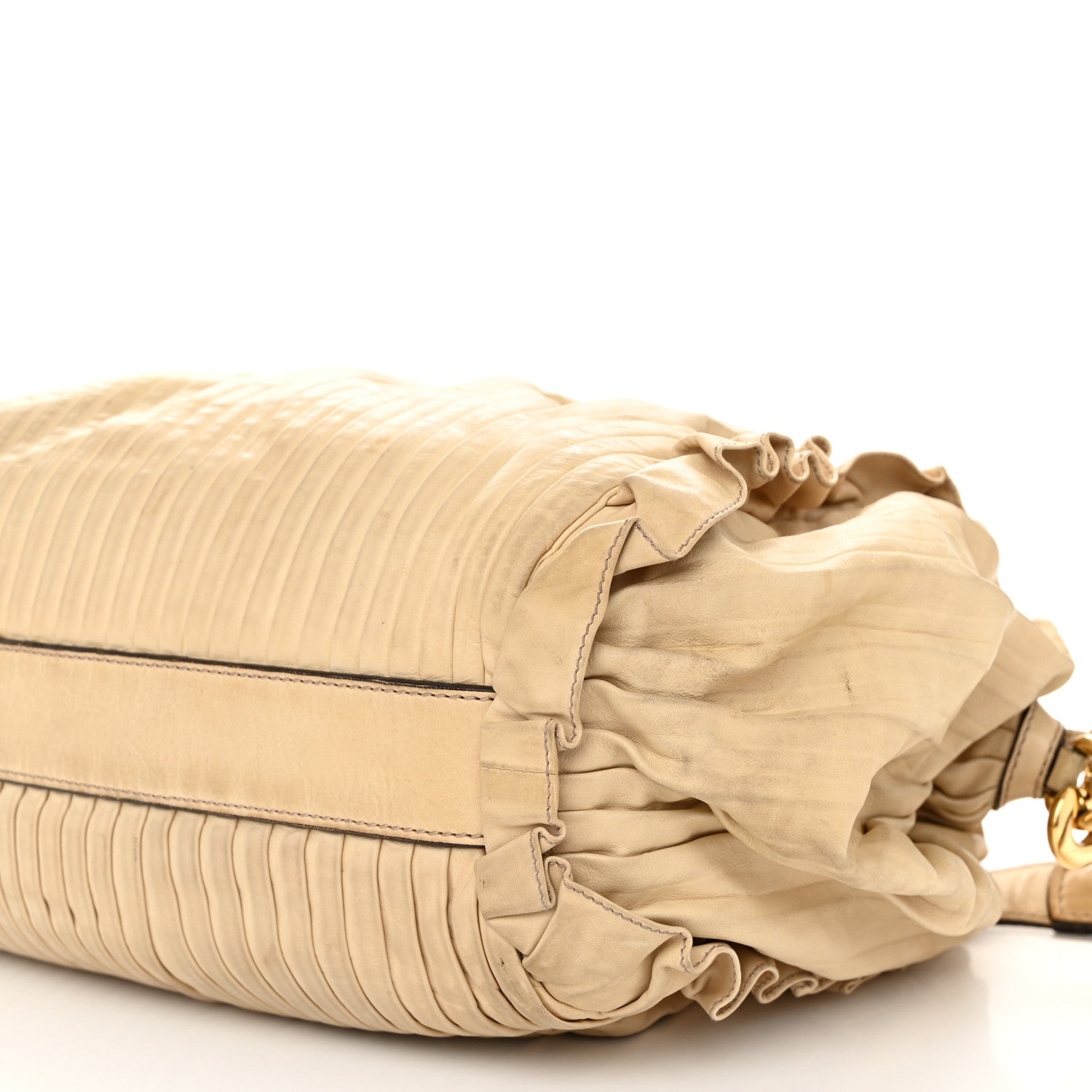 Dolce & Gabbana Calfskin Pleated Miss Gin Ruffle Bowler Tan 9 of 20