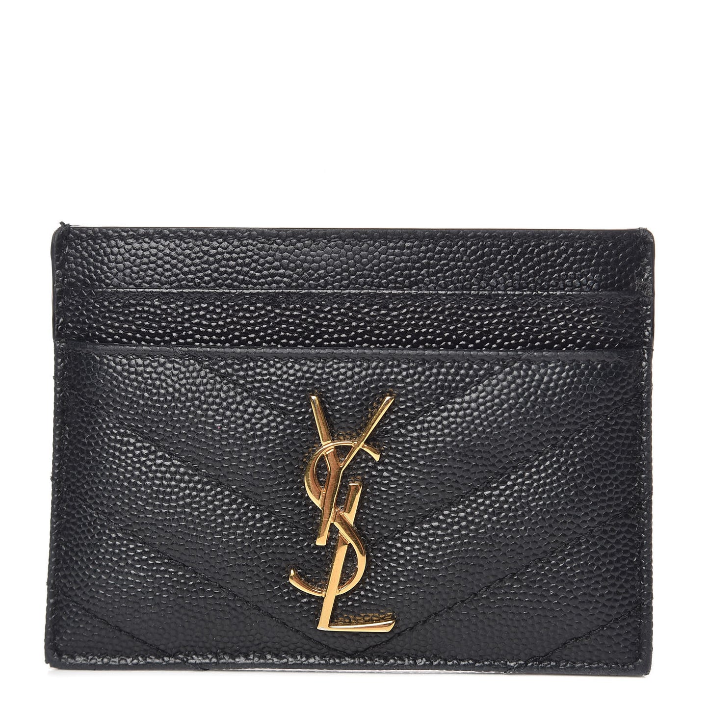 Grain De Poudre Matelasse Chevron Monogram Credit Card Case Black