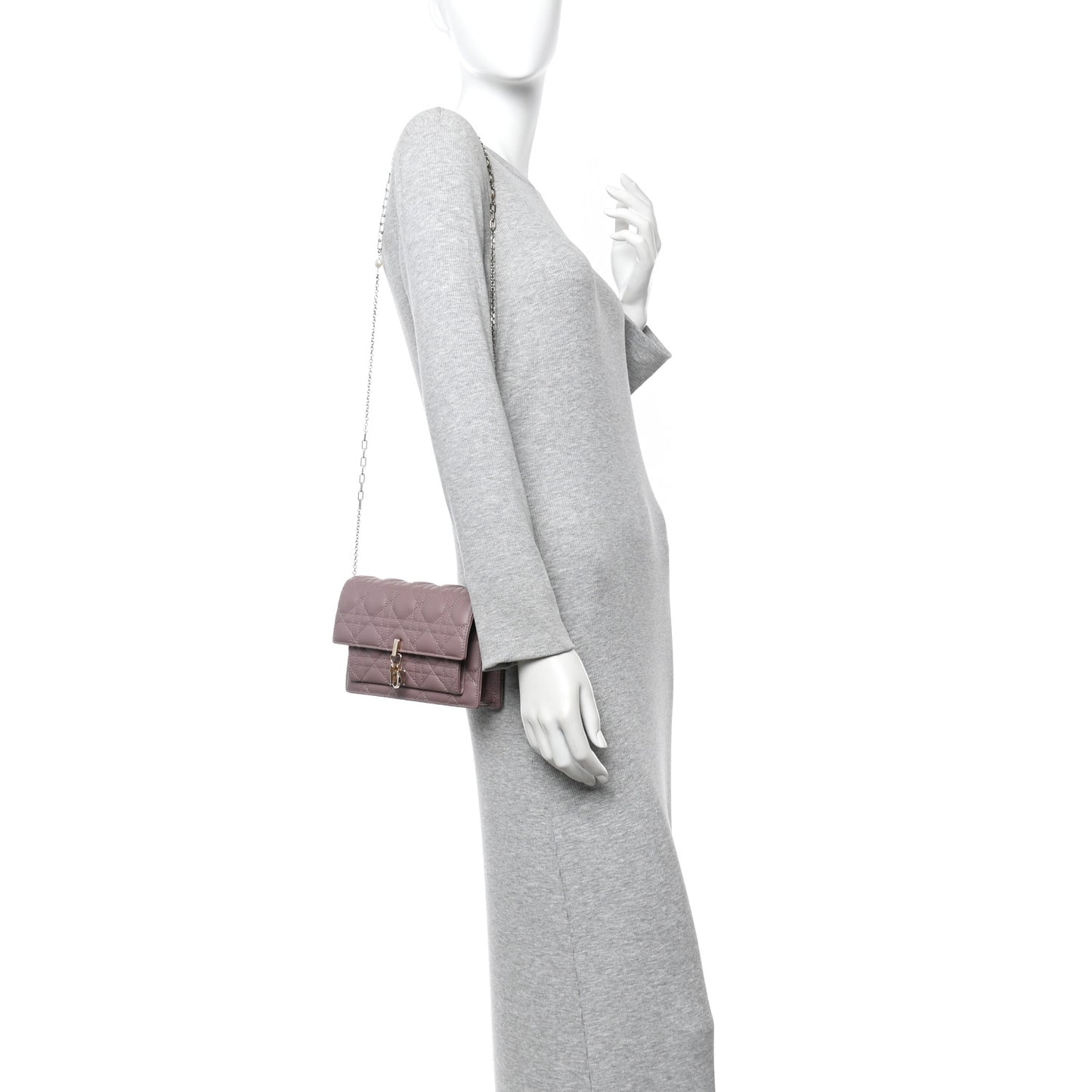 Lambskin Chain Lady Dior Chain Pouch Purple