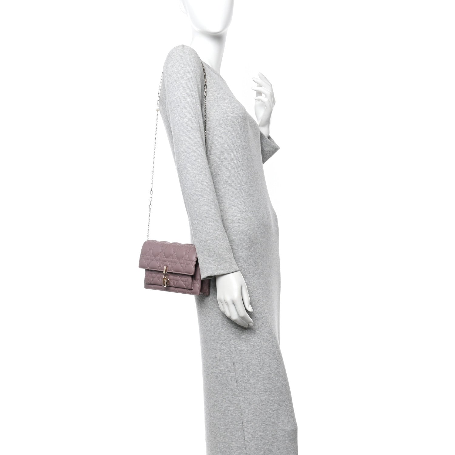 Christian Dior Lambskin Chain Lady Dior Chain Pouch Purple 2 of 11