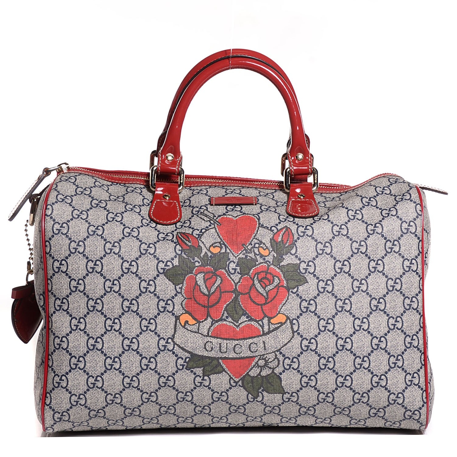Gucci GG Plus Monogram Tattoo Heart Medium Joy Boston Red 1 of 8