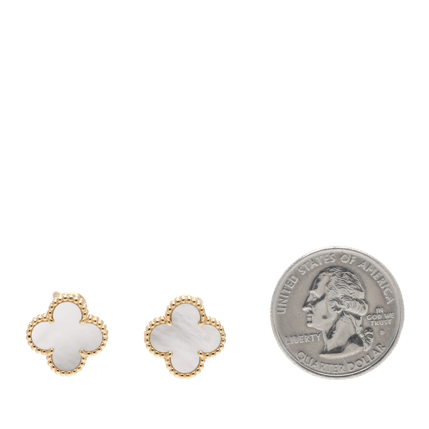 18K Yellow Gold Mother of Pearl Vintage Alhambra Earrings