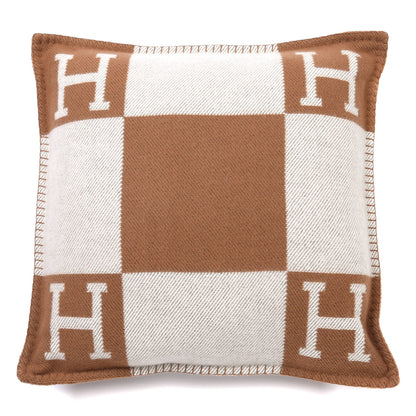 Hermes Wool Cashmere Avalon Pillow PM Ecru Camel 1 of 6