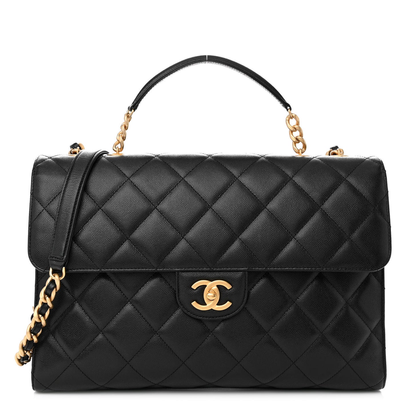 Caviar Quilted Carry Me Top Handle Flap Black