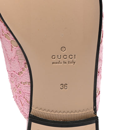 Gucci Lace Malaga Kid Womens Princetown Slippers 36 Sugar Pink Skin Rose 6 of 9