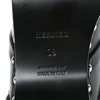Hermes Calfskin Woolskin Carlotta Mules 38 Black 7 of 7
