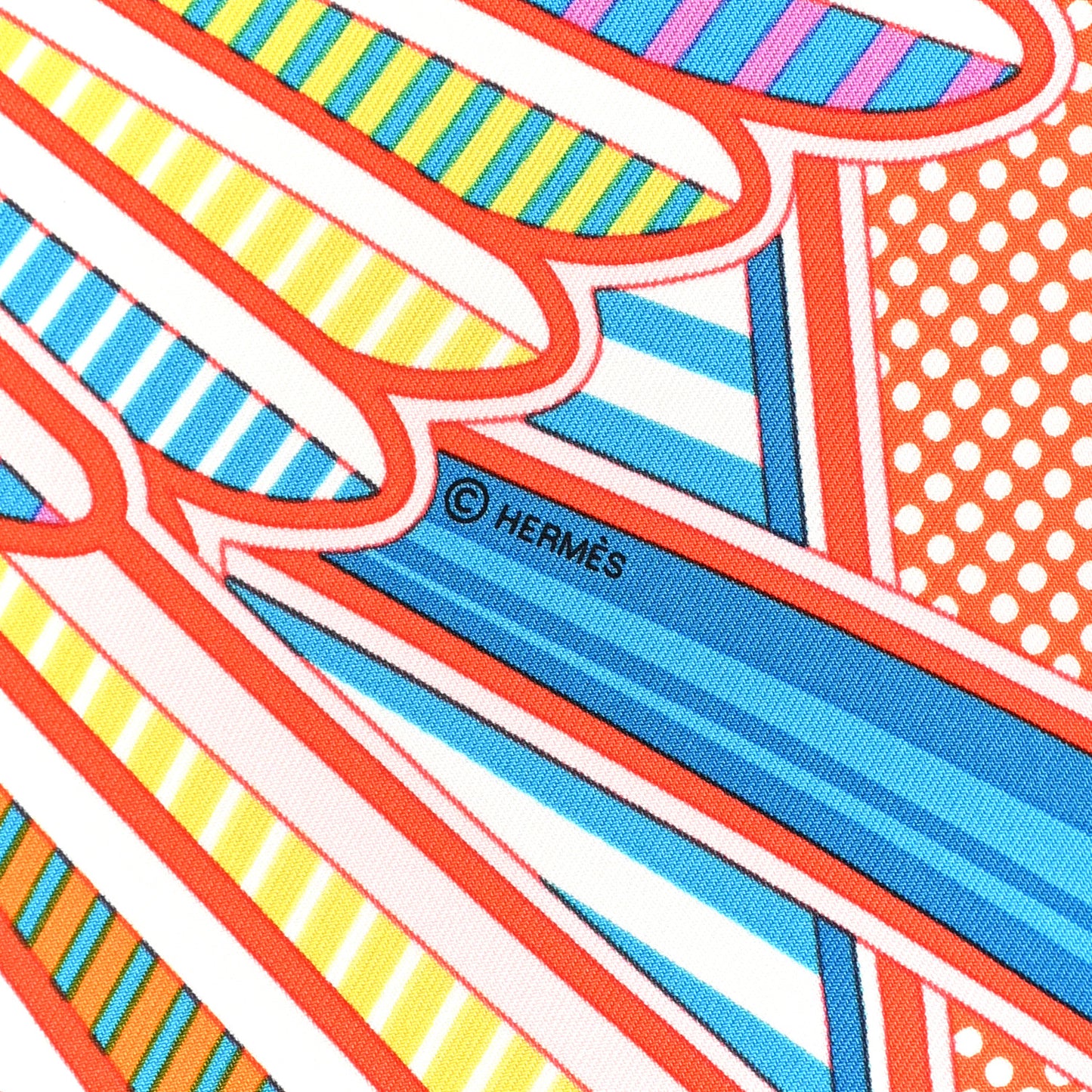 Silk Pegase Pop Pocket Square Orange Turquoise Jaune