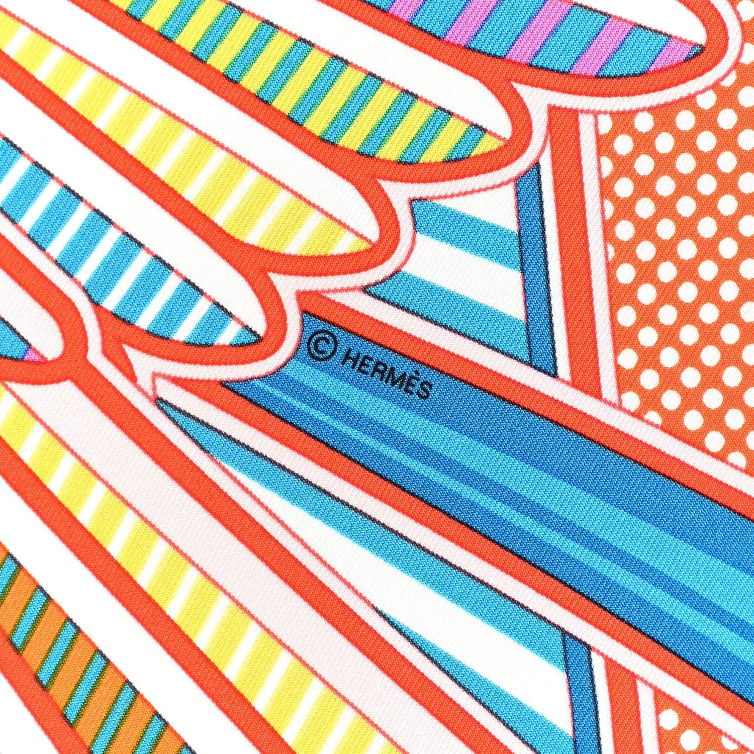 Hermes Silk Pegase Pop Pocket Square Orange Turquoise Jaune 6 of 7