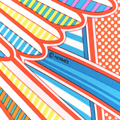 Hermes Silk Pegase Pop Pocket Square Orange Turquoise Jaune 6 of 7