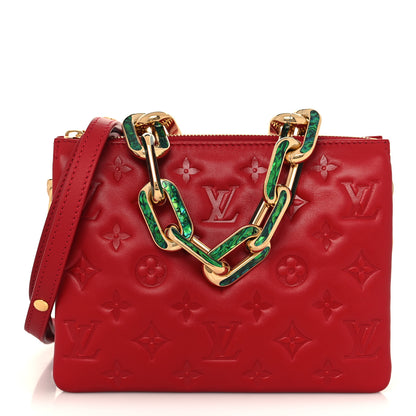 Louis Vuitton Mother of Pearl Lambskin Embossed Monogram Coussin BB Red Green 1 of 11