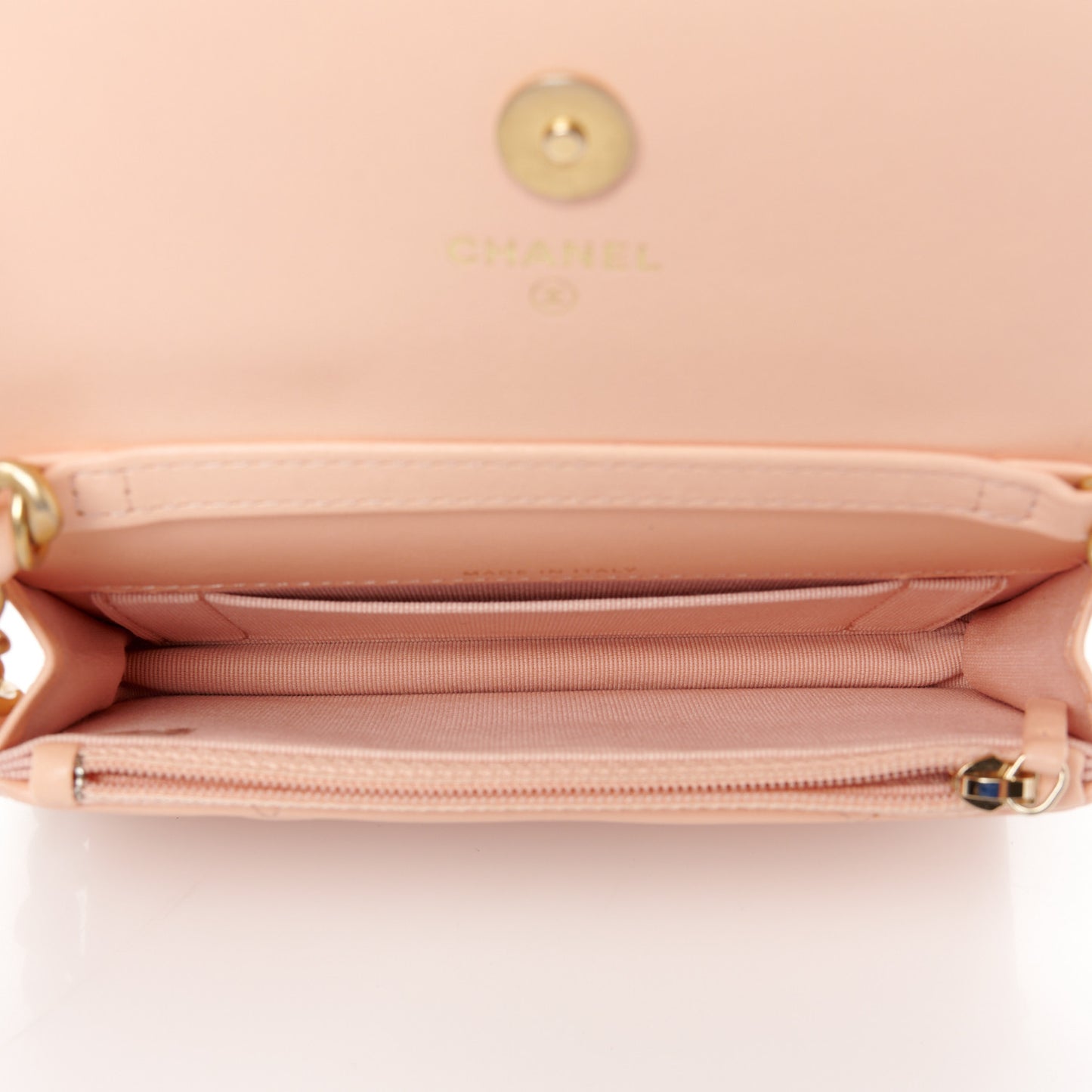 Lambskin Quilted Chanel 19 Clutch With Chain Light Orange