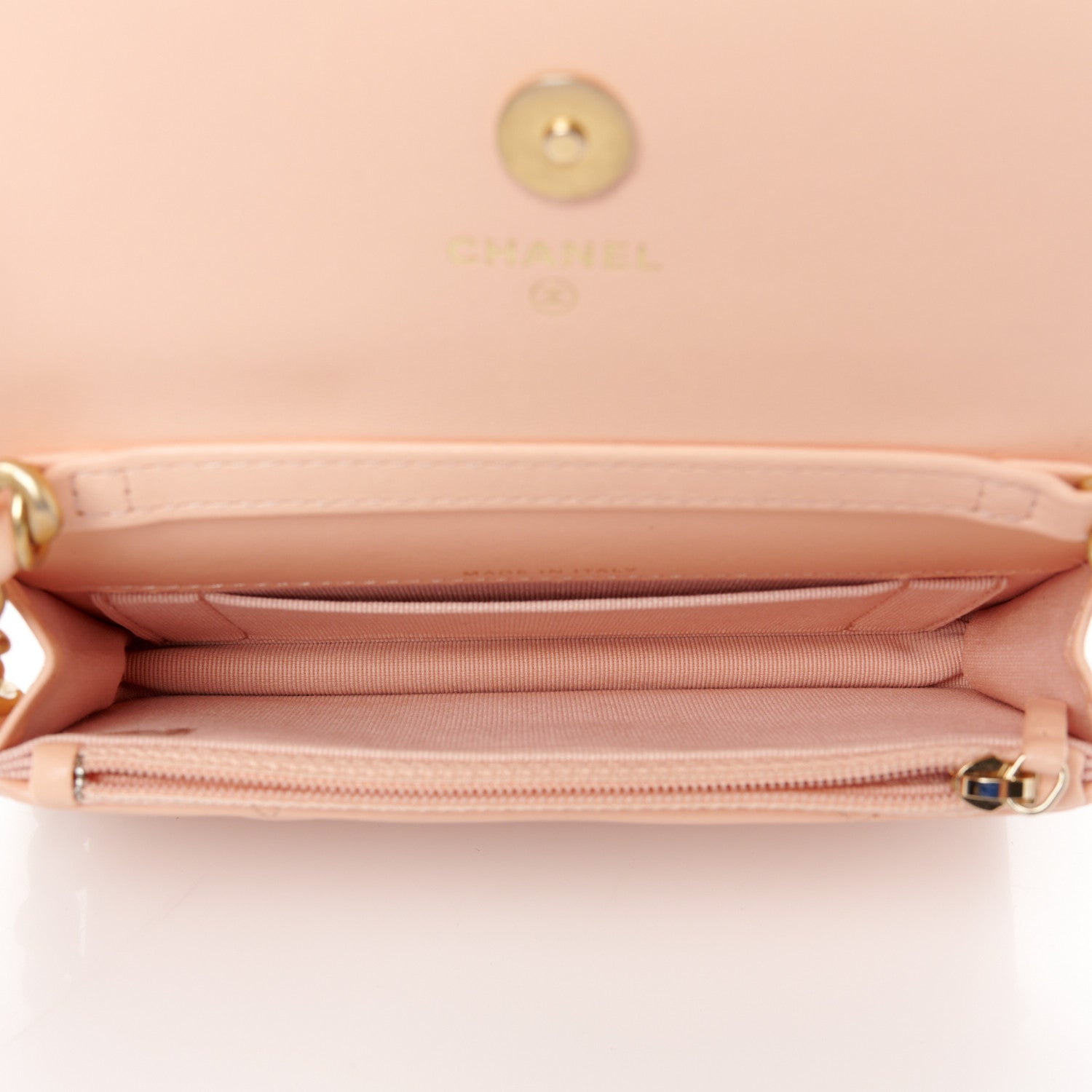 Chanel Lambskin Quilted Chanel 19 Clutch With Chain Light Orange 5 of 11