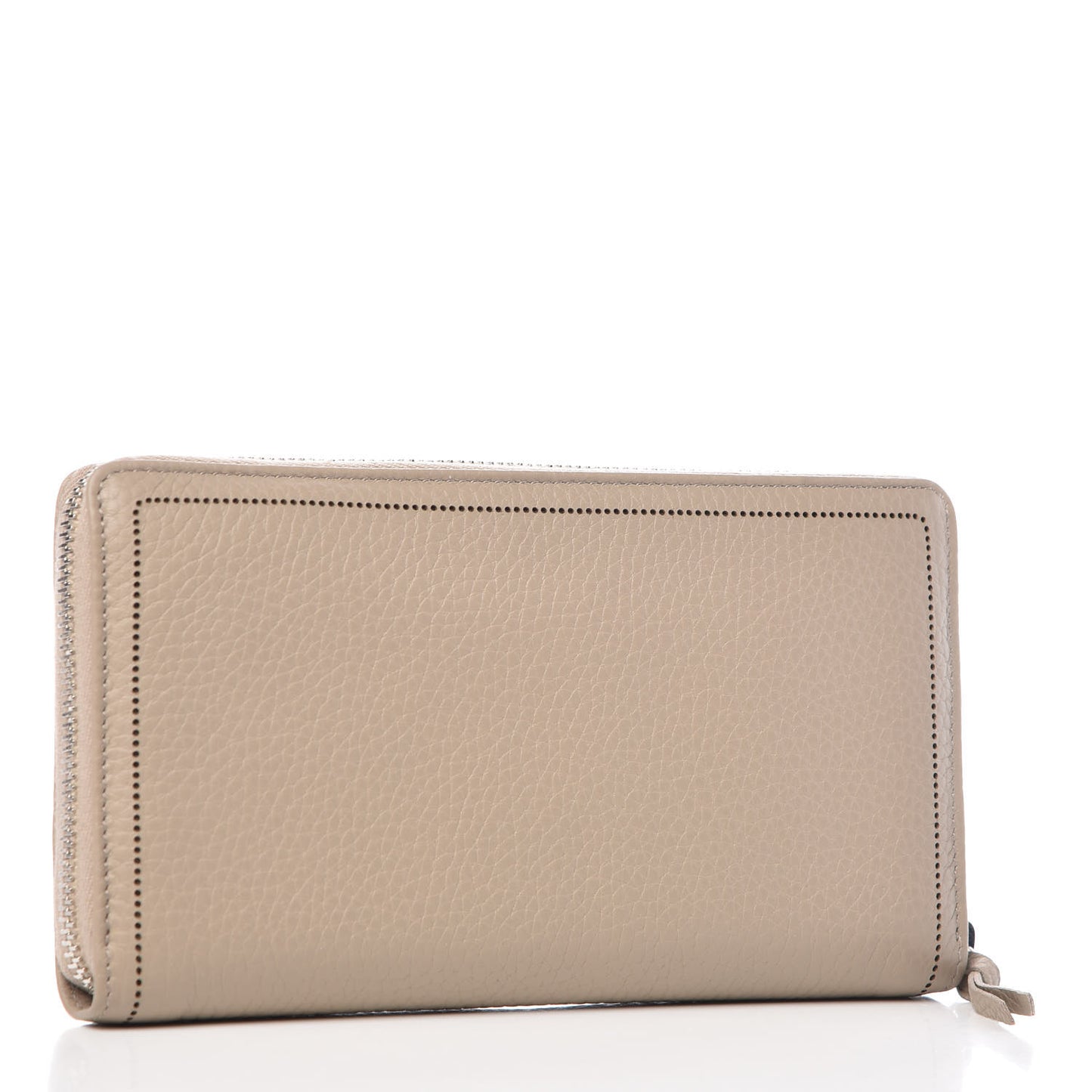 Veau Grana Perforated Blackout Hardware Continental Zip Around Wallet Gris Cendre